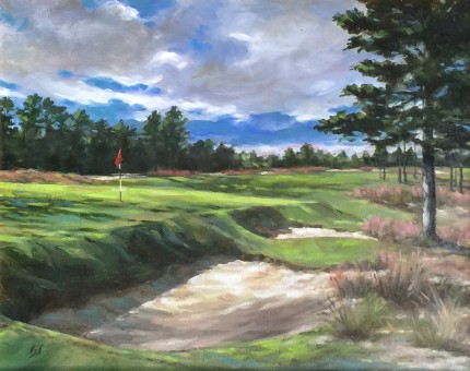 “Dormie Club, NC” Oil on canvas, 11 x 14 inches, 19 x 22 inches, Signed lower right