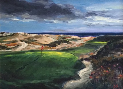 “Maidstone Club, Long Island” Oil on canvas, 9 x 12 inches, 17 x 20 inches, Signed lower right