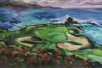 “Pebble Beach #7” Watercolour on paper, 12 x 18 inches, 20 x 26 inches, Signed lower left