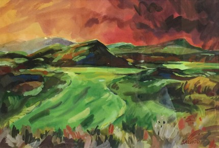 “Waterville, Ireland” Watercolour on paper, 12 x 19 inches, 20 x 26 inches, Signed lower right