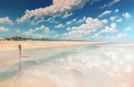 “Shell Hunt” Oil on canvas, 24 x 36 inches, Signed