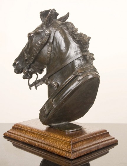 “Head of Runaway Horse” ca. 1908, Bronze, 16 x 15 x 8 inches, Signed