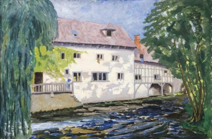“The Mill at St. Georges-Motel” c. 1930, Oil on board, 24 x 36 inches