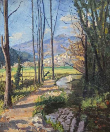 “Winston Churchill, On the Var” c. 1935, Oil on canvas, 30 x 25 inches