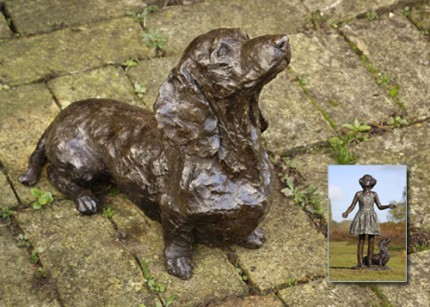 “Smartie” Dachshund, Bronze resin, 12 x 14 x 19 inches