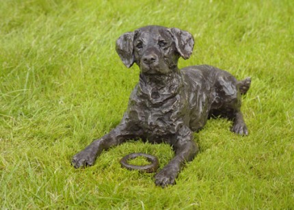 “That's a good question” Labrador, Bronze resin, 8 x 20 x 7 inches
